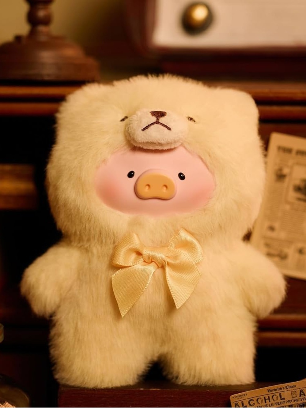 Teddy Lulu “Happiness” 💛 Plush Pig in Yellow Vintage Bear Bag Charm Keychain
